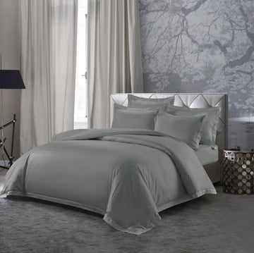 طقم مفرش فندقي 7 قطع - رمادي غامق